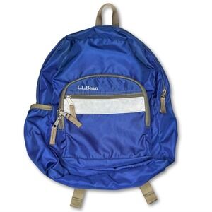 VTG LL Bean Mini Backpack Blue Reflective Stripe School Travel Daypack